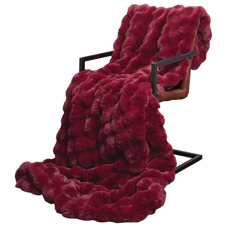 Vidaxl antislip deken van imitatie konijnenbont olite bordeaux rood