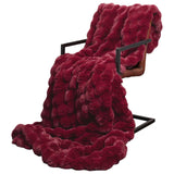 Vidaxl antislip deken van imitatie konijnenbont olite bordeaux rood