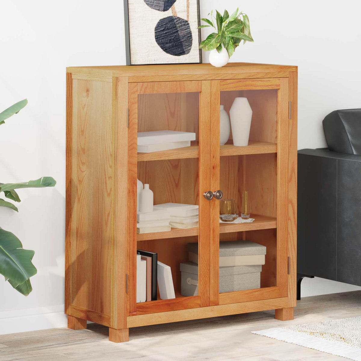 Vidaxl kast met plank bruin 80 x 35 x 95 cm massief eikenhout