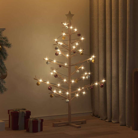 Vidaxl houten kerstboom met standaard bruin 125 cm massief grenenhout