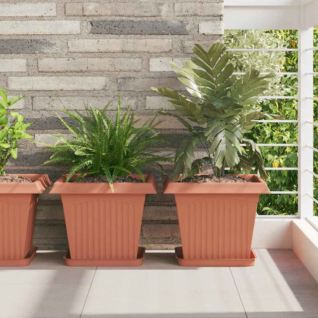 Vidaxl vierkante bloempot 6 st baksteenrood 33 x 33 x 26 cm kunststof