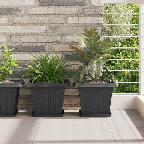 Vidaxl vierkante bloempot 6 st zwart 28,5 x 28,5 x 22 cm kunststof