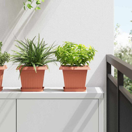 Vidaxl vierkante bloempot 24 st baksteenrood 20 x 20 x 16 cm kunststof