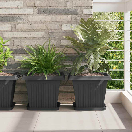 Vidaxl vierkante bloemenschotel 6 st zwart 25,5 x 25,5 x 2,5 cm