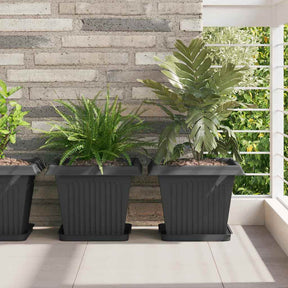 Vidaxl vierkante bloemenschotel 24 st zwart 25,5 x 25,5 x 2,5 cm
