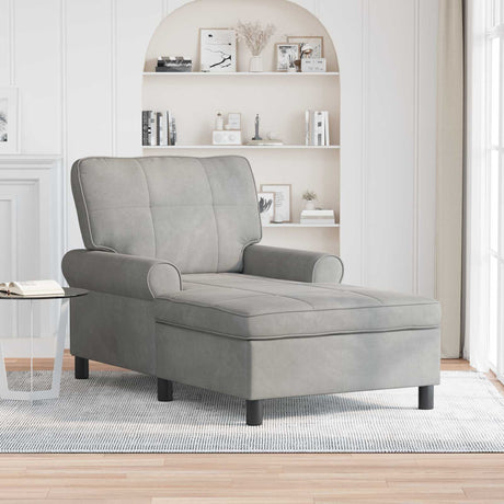 Vidaxl chaise lounge met kussen lichtgrijs 91 x 157 x 91 cm fluweel