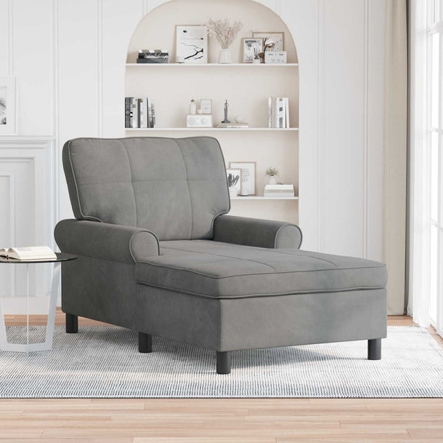 Vidaxl chaise lounge met kussen donkergrijs 91 x 157 x 91 cm fluweel