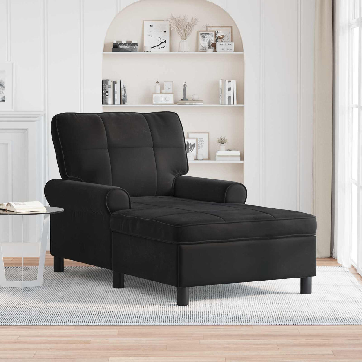 Vidaxl chaise lounge zwart fluweel 91 x 157 x 91 cm