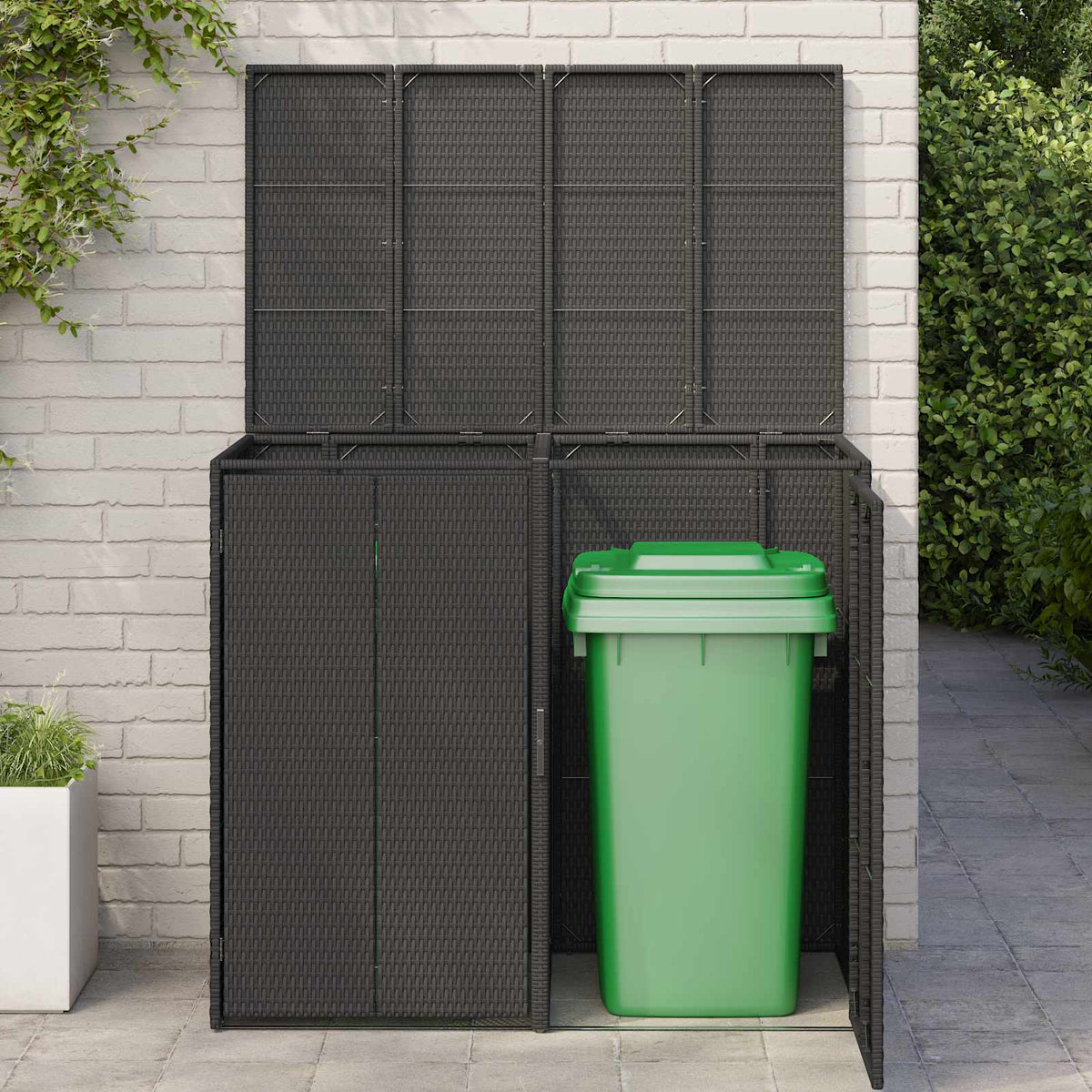 Vidaxl afvalbak box 2 st zwart 130 x 80 x 115 cm polyetheen