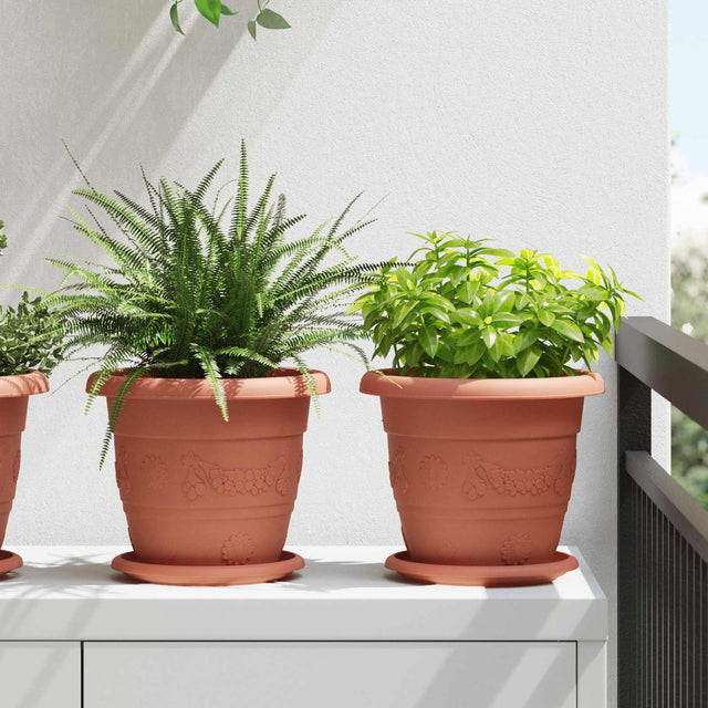 Vidaxl plantenpotten 24 st baksteenrood ø 22 x 18 cm kunststof