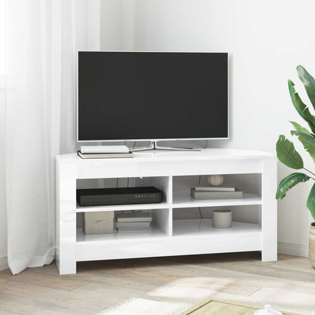 Vidaxl hoektvkast 102 x 41 x 50 cm hoogglans wit bewerkt hout