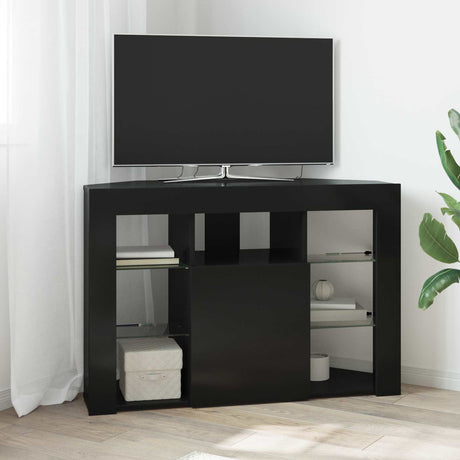 Vidaxl hoek led tv kast 100x40x68cm zwart bewerkt hout