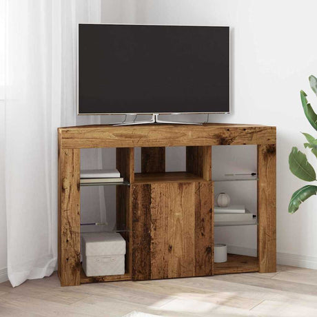 Vidaxl hoek led tv kast 100x40x68cm oudhout bewerkt hout