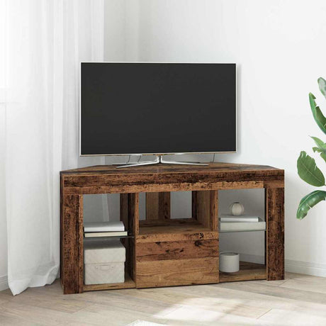 Vidaxl hoek led tv kast 100 x 40 x 50 cm oudhout bewerkt hout
