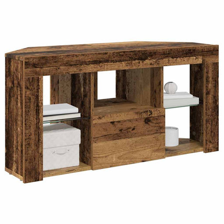 Vidaxl hoek led tv kast 100 x 40 x 50 cm oudhout bewerkt hout