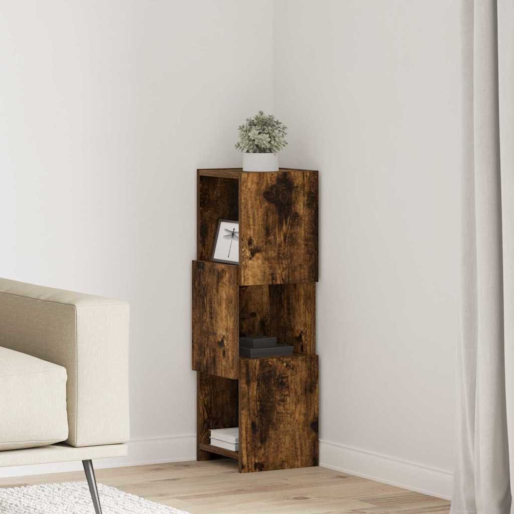 Vidaxl hoekkast 25,5x25x80cm bewerkt hout gerookt eiken