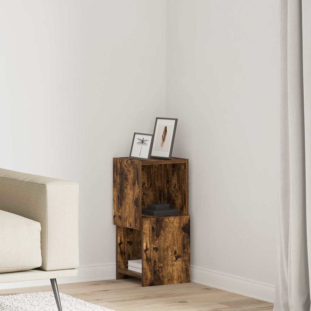 Vidaxl hoekkast 25,5x25x55cm bewerkt hout gerookt eiken