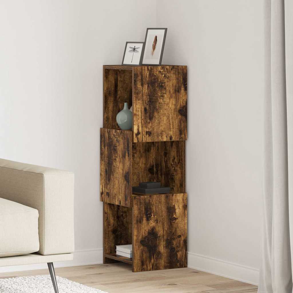 Vidaxl hoekkast 30,5x30x95cm bewerkt hout gerookt eiken