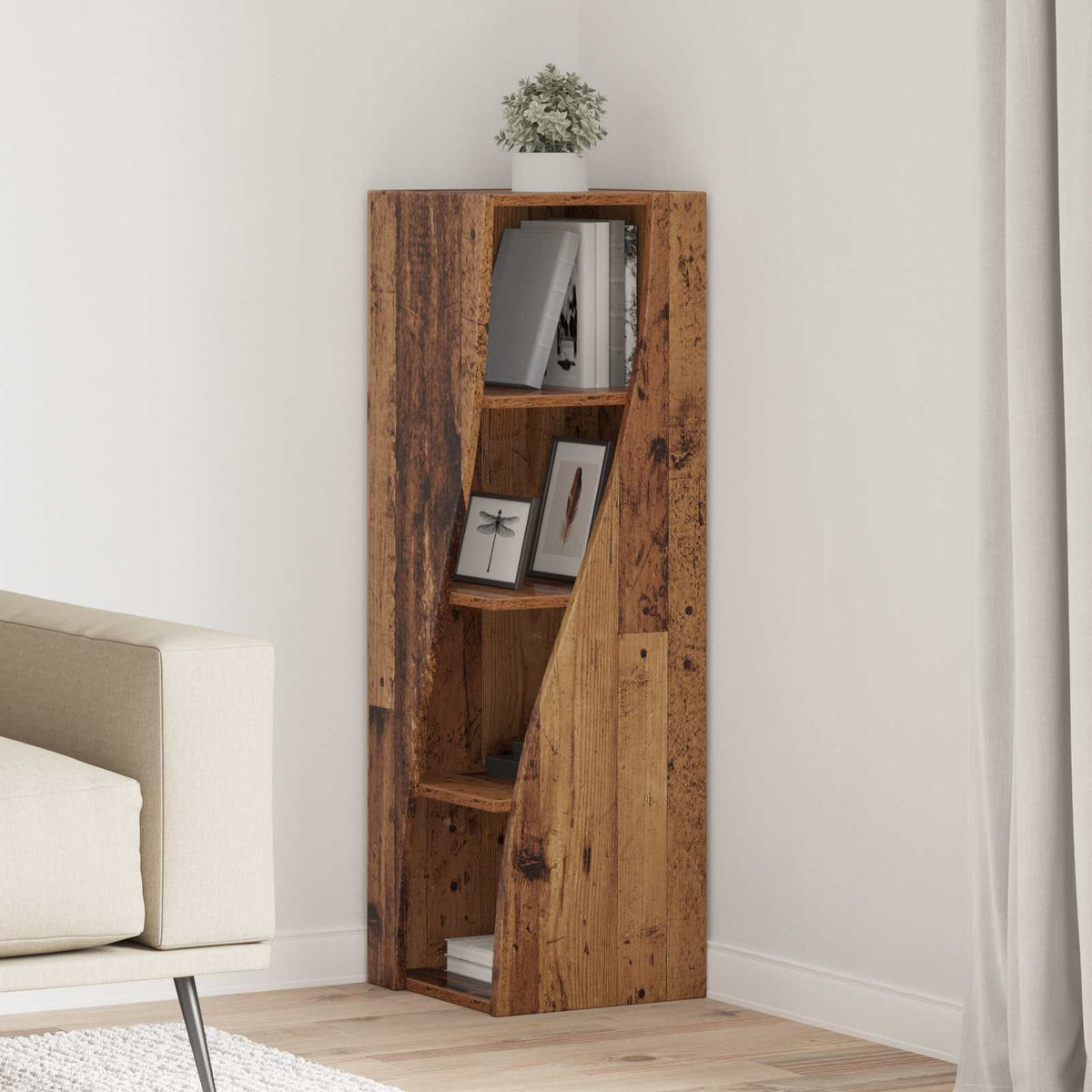 Vidaxl hoekkast 32x32x102cm bewerkt hout oudhout
