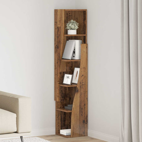 Vidaxl hoekkast 27,5x27x140cm bewerkt hout oudhout