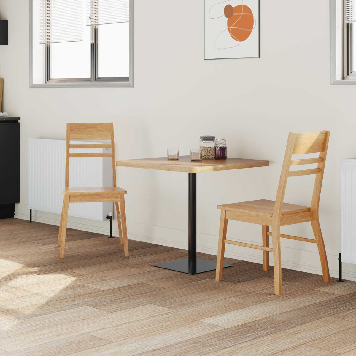 Vidaxl eettafelstoelen 2 st massief rubberhout naturel 43 x 54 x 89 cm