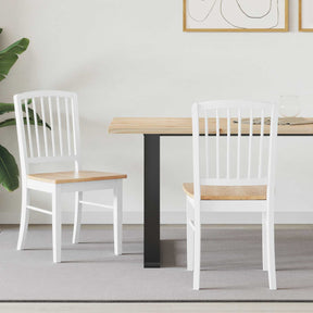Vidaxl eettafelstoelen 2 st massief rubberhout wit 50 x 52,5 x 91 cm