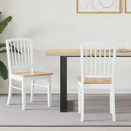 Vidaxl eettafelstoelen 2 st massief rubberhout wit 50 x 52,5 x 91 cm