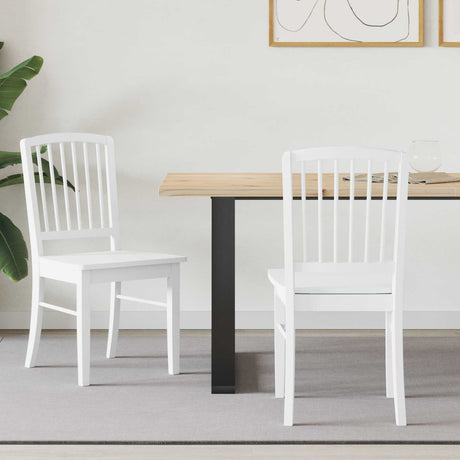 Vidaxl eettafelstoelen 2 st massief rubberhout wit 50 x 52,5 x 91 cm