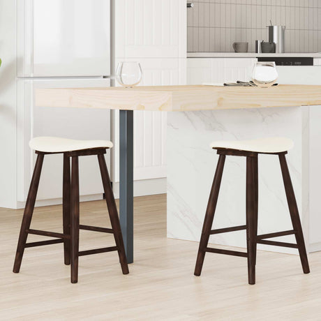 Vidaxl eettafelstoelen 2 st massief rubberhout licht bruin