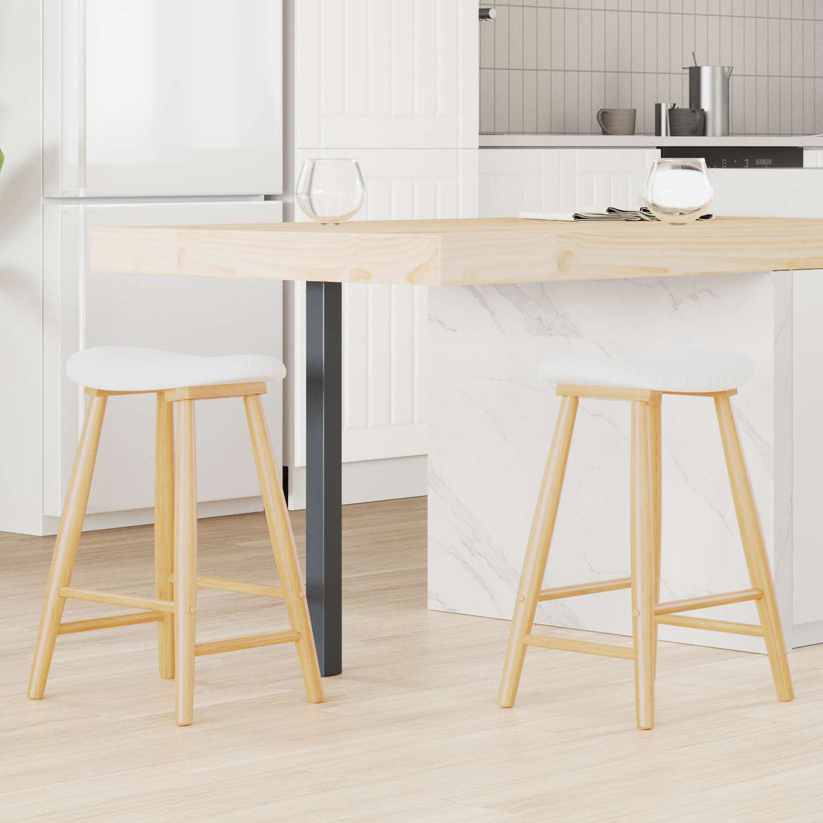 Vidaxl eettafelstoelen 2 st massief rubberhout naturel 46 x 37 x 63 cm