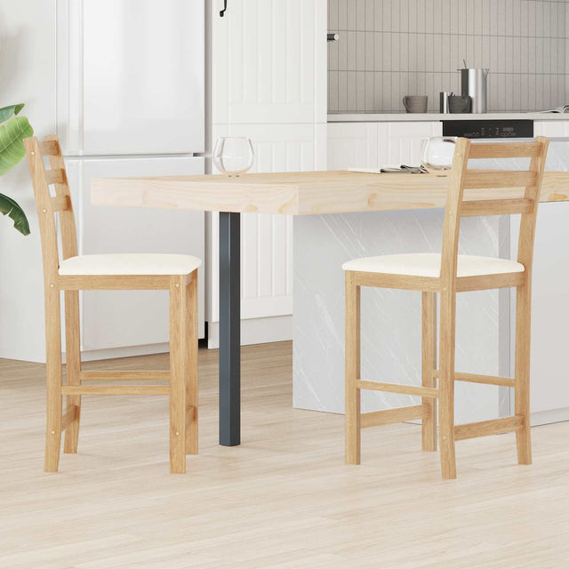 Vidaxl eettafelstoelen 2 st massief rubberhout naturel