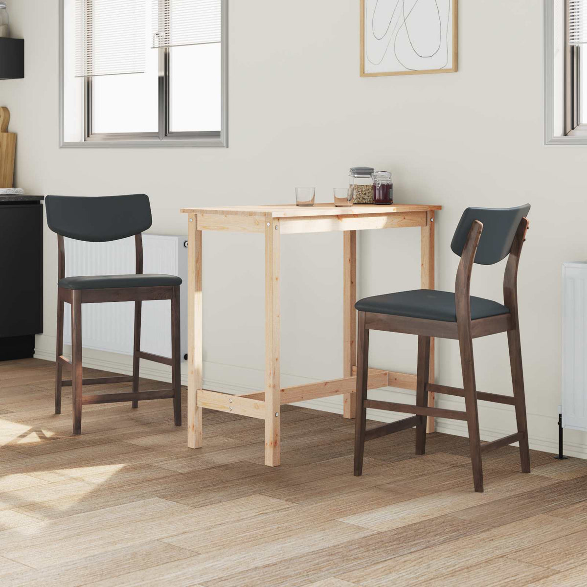 Vidaxl eettafelstoelen 2 st massief rubberhout licht bruin