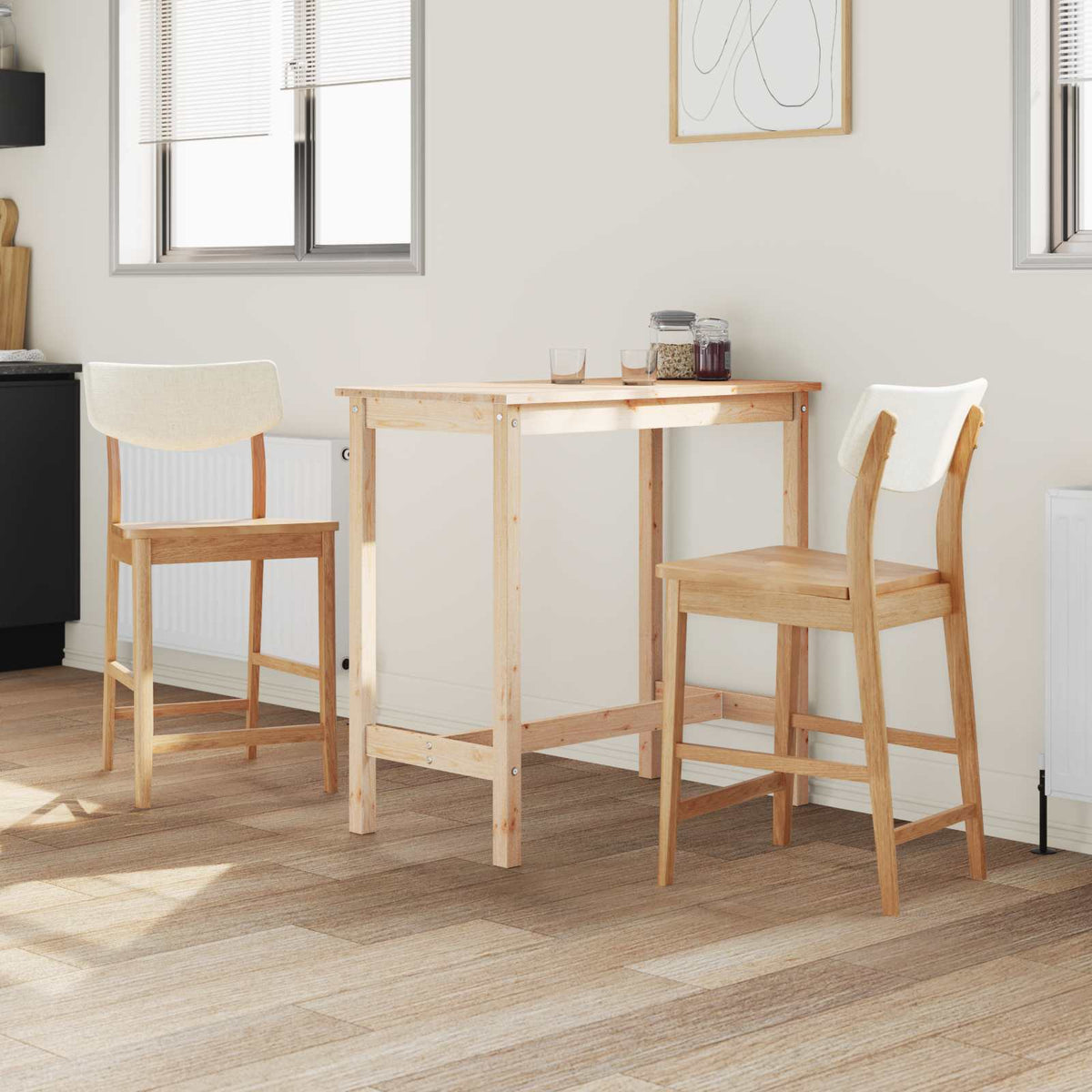 Vidaxl eettafelstoelen 2 st massief rubberhout naturel 48 x 49 x 95 cm