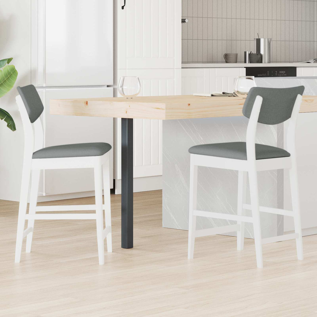 Vidaxl eettafelstoelen 2 st massief rubberhout wit 48 x 49 x 95 cm