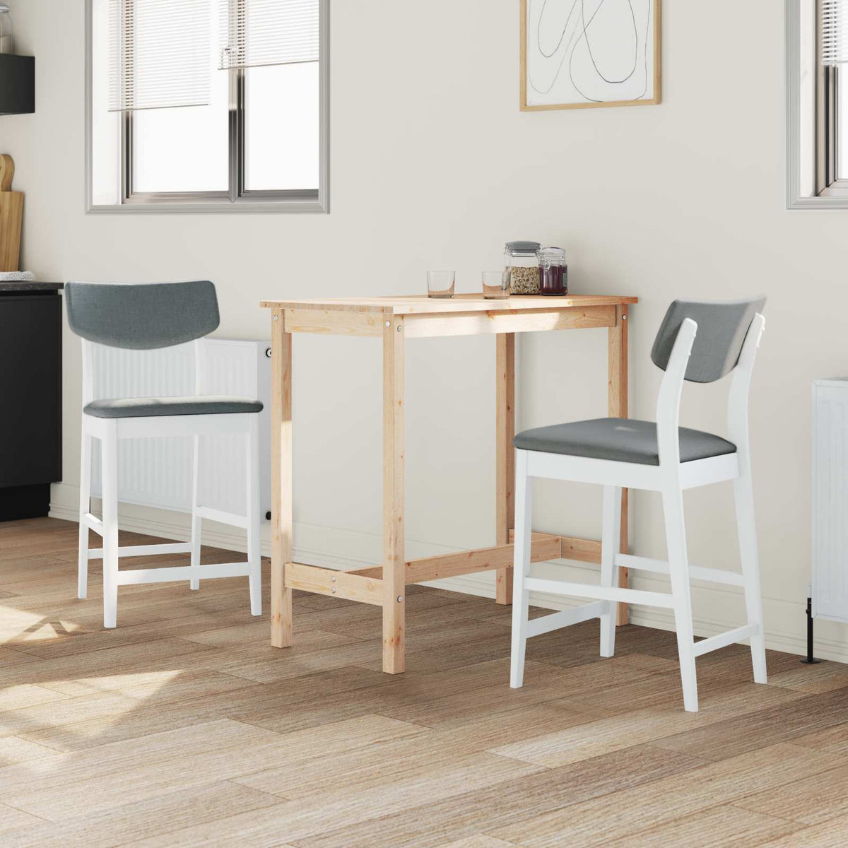 Vidaxl eettafelstoelen 2 st massief rubberhout wit 48 x 49 x 95 cm