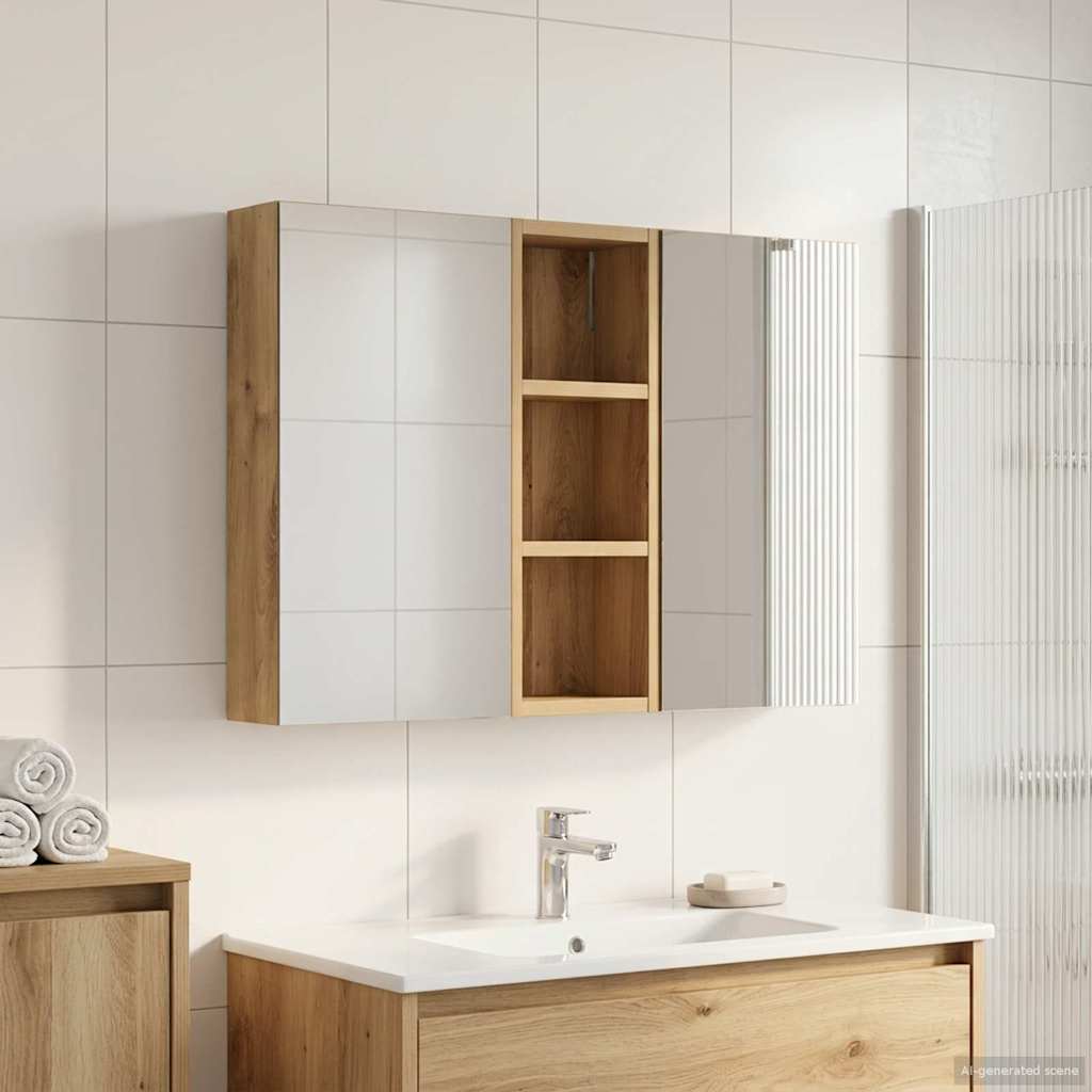 Vidaxl badkamerkastenset 3 st 80 x 10,5 x 50 cm bewerkt hout