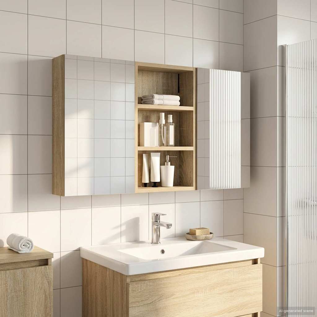 Vidaxl badkamerkastenset 3 st 90 x 10,5 x 50 cm bewerkt hout
