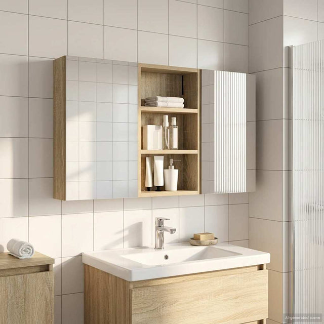 Vidaxl badkamerkastenset 3 st 90 x 10,5 x 50 cm bewerkt hout