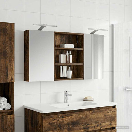 Vidaxl badkamerkastenset 3 st 100 x 10,5 x 50 cm bewerkt hout