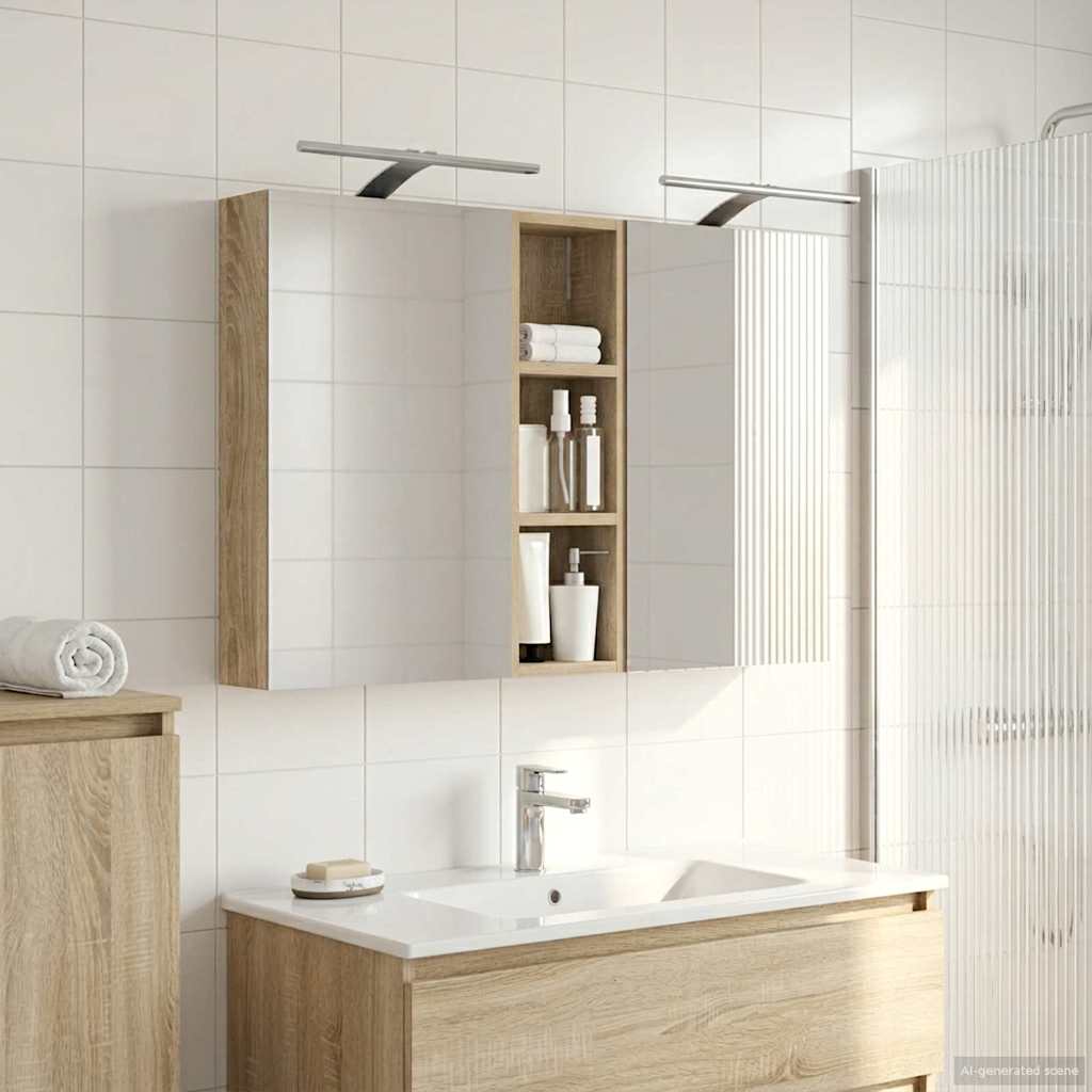 Vidaxl badkamerkastenset 3 st 100 x 10,5 x 60,5 cm bewerkt hout