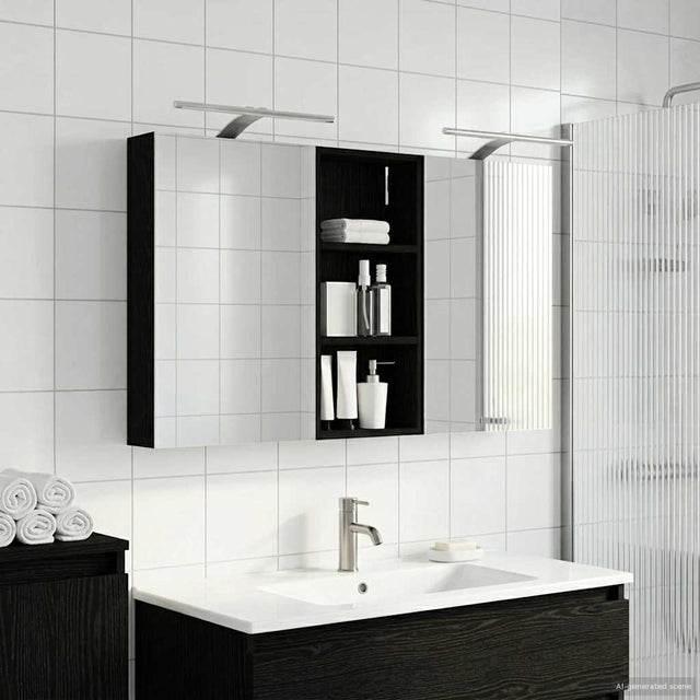 Vidaxl badkamerkastenset 3 st 110 x 10,5 x 60,5 cm bewerkt hout
