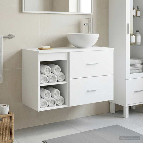 Vidaxl badkamermeubelset 2 st wit bewerkt hout