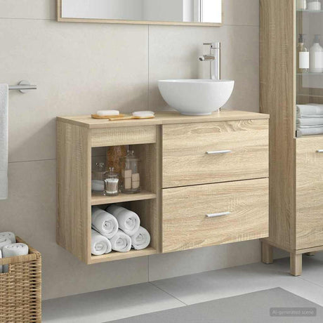 Vidaxl badkamermeubelset 2 st sonoma eiken bewerkt hout