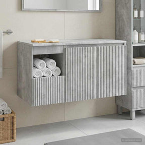 Vidaxl badkamermeubelset 2 st betongrijs bewerkt hout