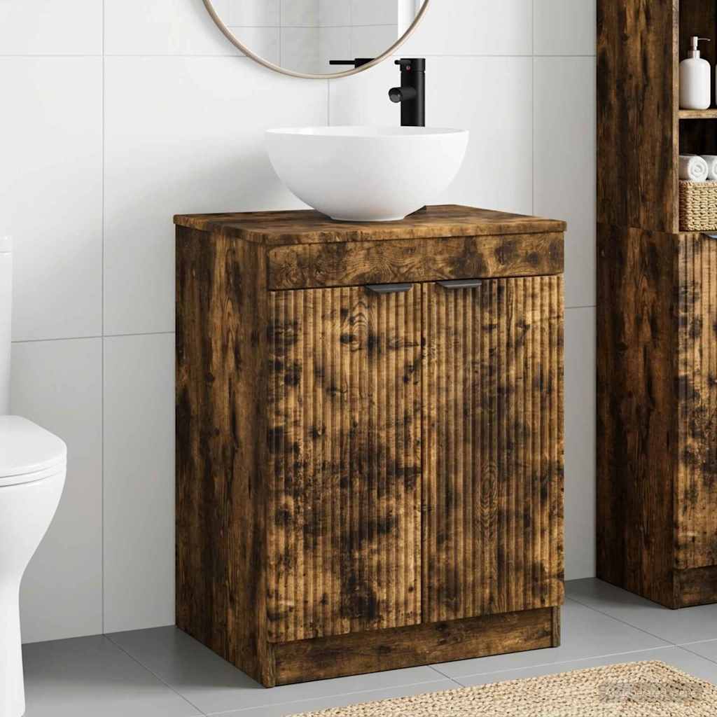 Vidaxl badkamermeubelset gerookt eiken bewerkt hout