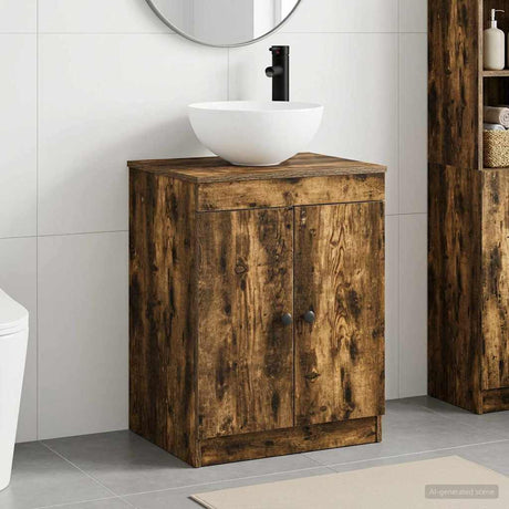 Vidaxl badkamermeubelset gerookt eiken bewerkt hout