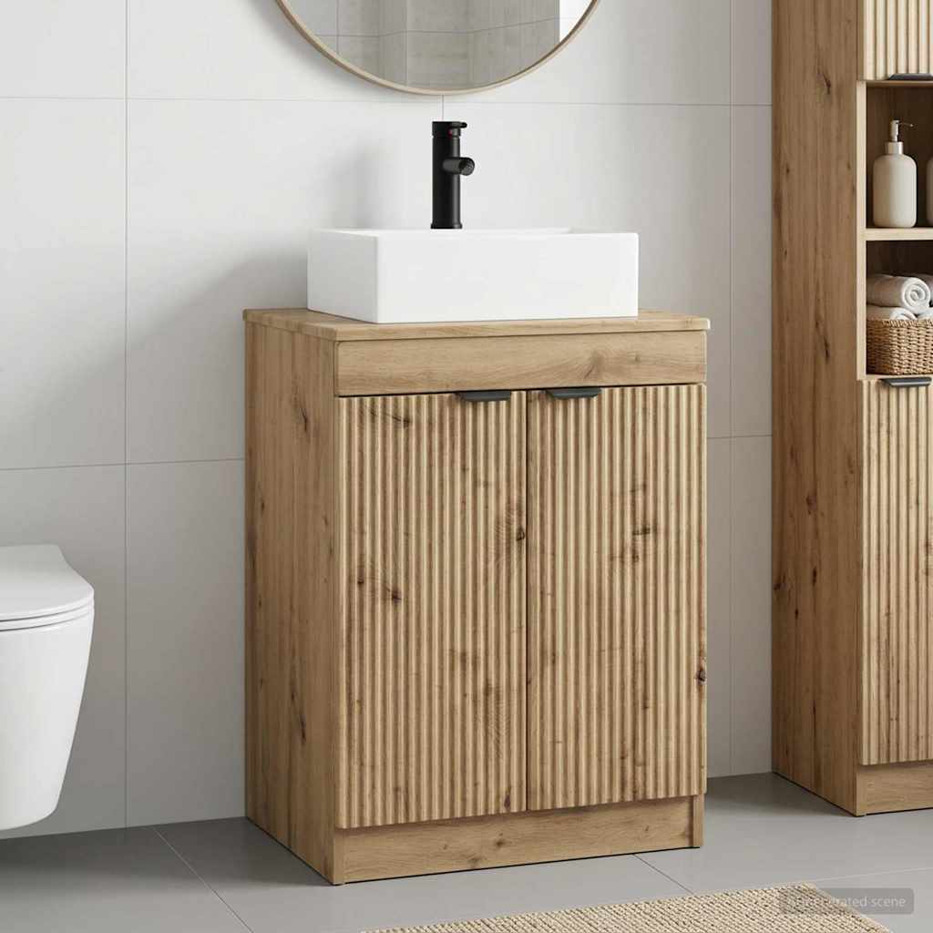 Vidaxl badkamermeubelset artisanaal eiken bewerkt hout