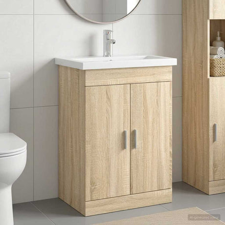 Vidaxl badkamermeubelset sonoma eiken 61 x 40 x 84,5 cm bewerkt hout