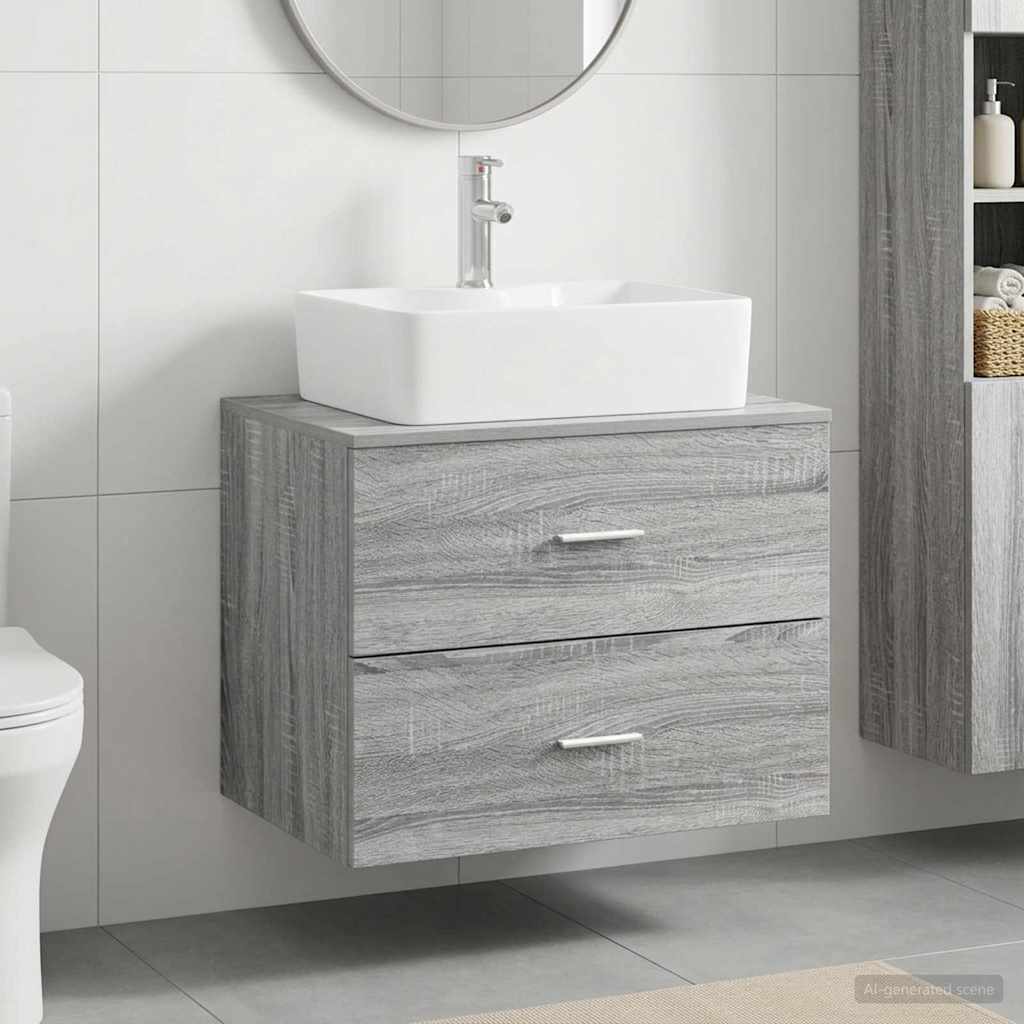Vidaxl badkamermeubelset grijs sonoma bewerkt hout