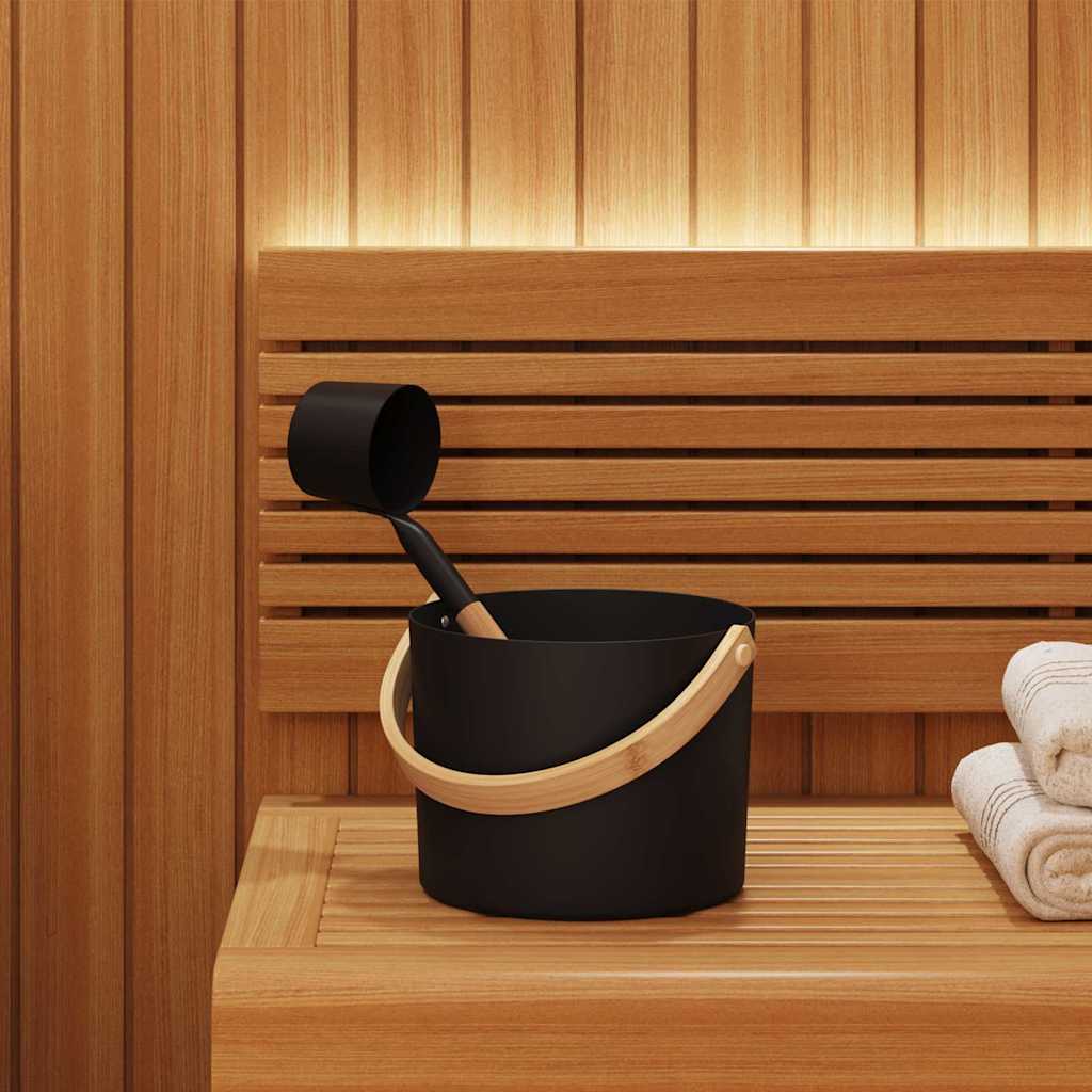 Vidaxl sauna accessoire set 2 st zwart aluminium en massief grenenhout